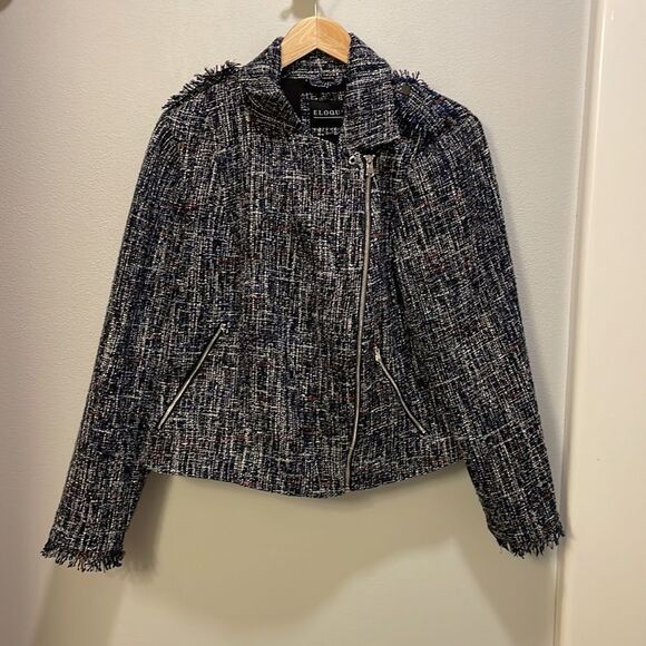 Eloquii woman’s black and white and blue tweed jacket - Picture 2 of 12